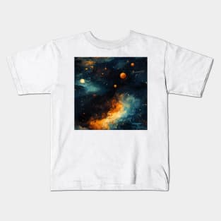 Van Gogh Starry Night Outer Space Pattern 3 Kids T-Shirt